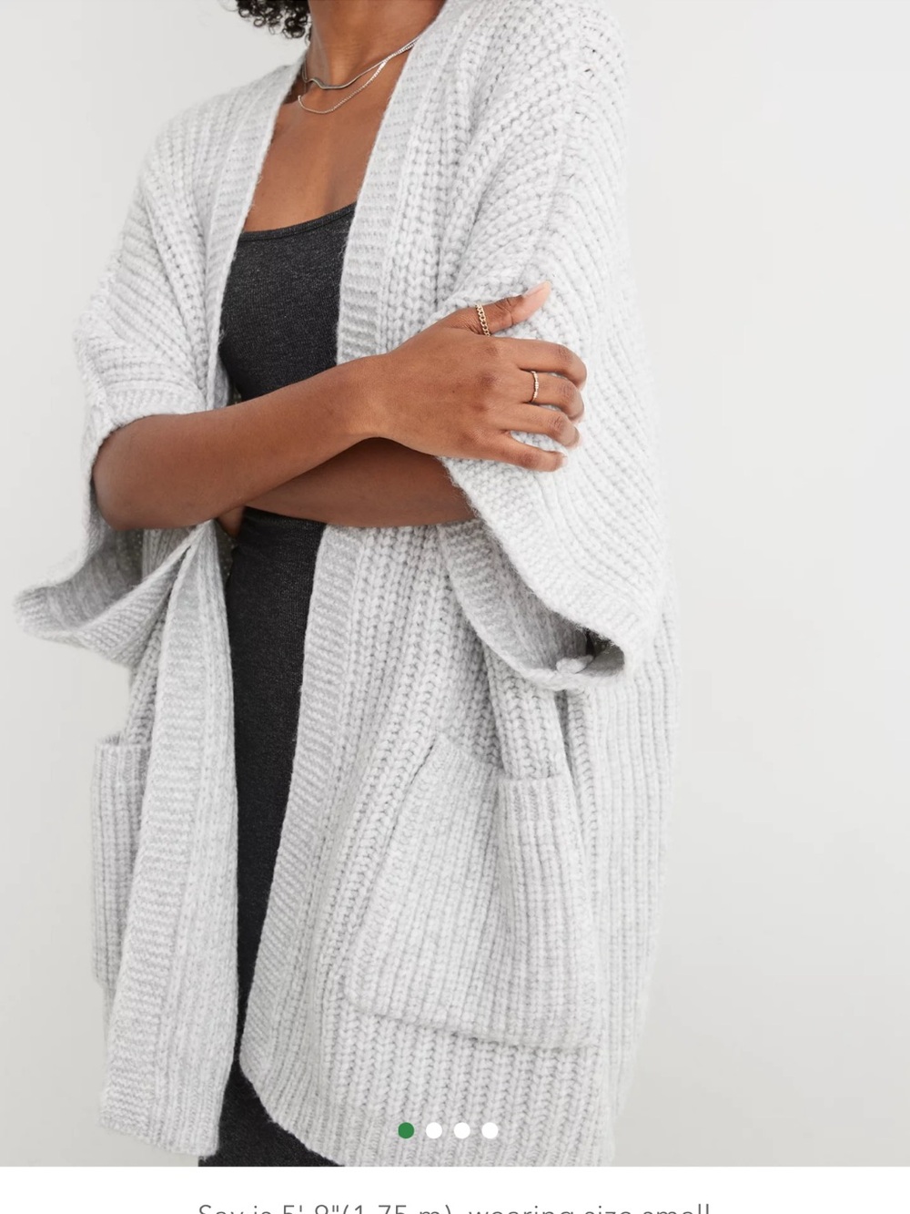 NEW Aerie Large XL Marled Rib Sweater Cape Gray Layer 2024 Soft Cozy Wool